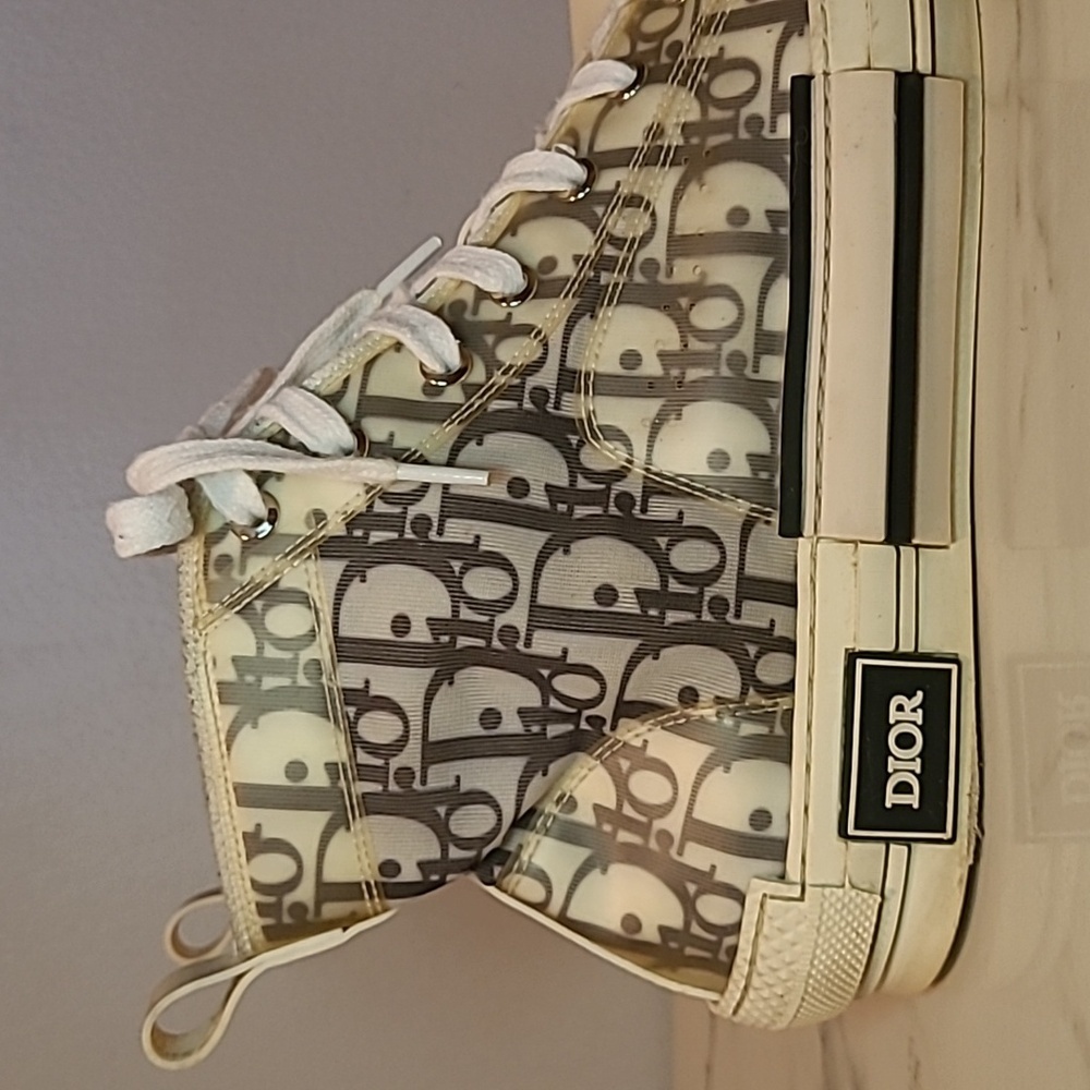 Christian Dior B23 League HighTop Oblique Patchwork White Black Sneakers Mens 7 - Picture 3 of 16